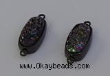 NGC5574 10*22mm - 12*25mm freeform plated druzy quartz connectors