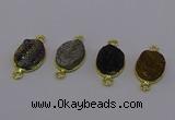 NGC5591 12*16mm oval plated druzy agate connectors wholesale