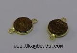 NGC5595 15mm - 16mm coin plated druzy agate connectors wholesale