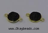 NGC5601 15mm - 16mm coin plated druzy agate connectors wholesale