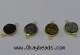 NGC5602 15mm - 16mm coin plated druzy agate connectors wholesale