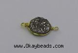 NGC5605 15mm - 16mm coin plated druzy quartz connectors wholesale