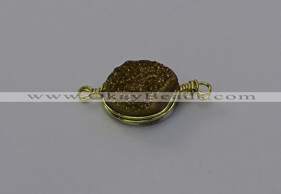 NGC5606 15mm - 16mm coin plated druzy quartz connectors wholesale