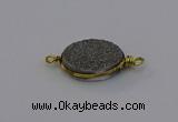 NGC5616 15*20mm oval plated druzy quartz connectors wholesale