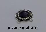 NGC5648 18*25mm faceted oval amethyst gemstone connectors