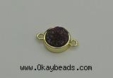 NGC5782 12mm coin plated druzy agate connectors wholesale