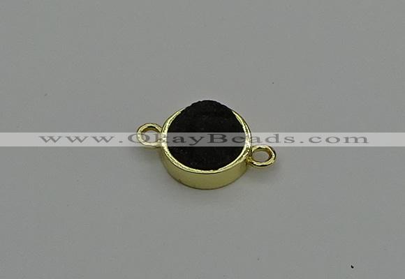 NGC5784 12mm coin plated druzy agate connectors wholesale