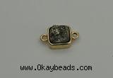 NGC5788 10*10mm square plated druzy agate connectors wholesale