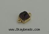 NGC5792 10*10mm square plated druzy agate connectors wholesale