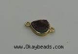 NGC5802 10*14mm flat teardrop plated druzy agate connectors