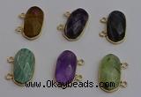 NGC5828 13*25mm faceted oval mixed gemstone connectors wholesale