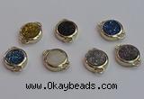 NGC5832 15mm coin plated druzy agate connectors wholesale