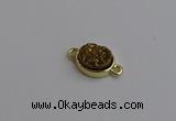 NGC5841 11*13mm oval plated druzy agate connectors wholesale