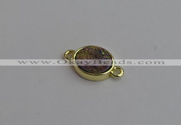 NGC5842 11*13mm oval plated druzy agate connectors wholesale