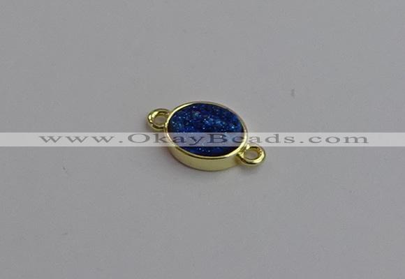 NGC5843 11*13mm oval plated druzy agate connectors wholesale