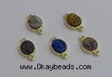 NGC5848 11*13mm oval plated druzy agate connectors wholesale