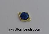 NGC5854 12*12mm hexagon plated druzy agate connectors wholesale