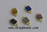 NGC5868 10*12mm rectangle plated druzy agate connectors wholesale