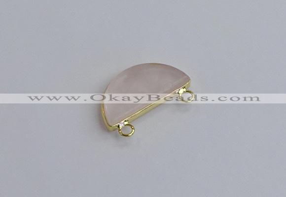 NGC5901 13*26mm moon rose quartz connectors wholesale