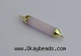 NGC5942 8*40mm tube rose quartz connectors wholesale