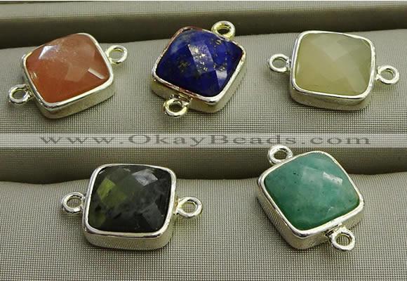 NGC5994 11*11mm quare mixed gemstone connectors wholesale