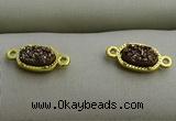 NGC6021 5*8mm oval plated druzy agate connectors wholesale