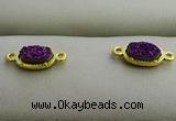 NGC6022 5*8mm oval plated druzy agate connectors wholesale