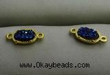 NGC6023 5*8mm oval plated druzy agate connectors wholesale