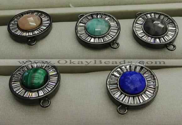 NGC6046 16mm coin mixed gemstone connectors wholesale