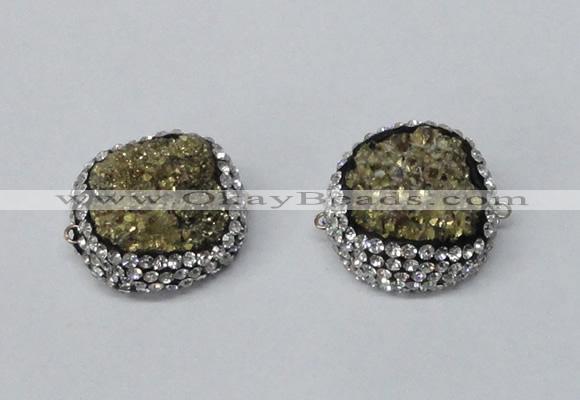 NGC633 24*25mm - 26*28mm freeform plated druzy agate connectors