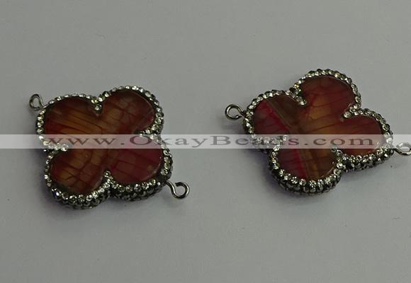 NGC6541 35*35mm flower agate gemstone connectors wholesale