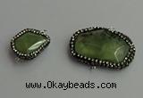 NGC6548 18*25mm - 25*30mm freeform green rutilated quartz connectors