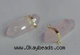 NGC665 10*35mm - 15*40mm faceted nuggets rose quartz connectors