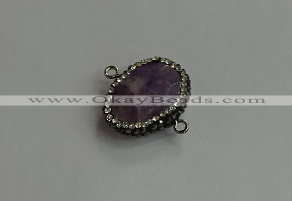 NGC6654 18*25mm faceted freeform amethyst connectors