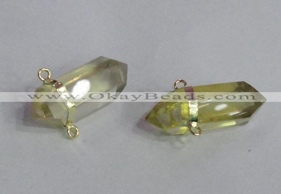 NGC666 10*35mm - 15*40mm faceted nuggets lemon quartz connectors