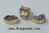 NGC687 15*28mm - 20*30mm freeform druzy amethyst connectors