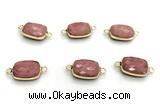 NGC7028 11*15mm faceted rectangle pink wooden jasper connectors