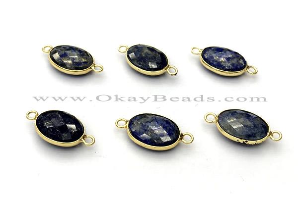 NGC7045 11*15mm faceted oval lapis lazuli connectors