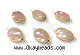 NGC7050 17*22mm faceted oval rose quartz connectors