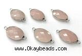 NGC7061 17*22mm faceted oval rose quartz connectors