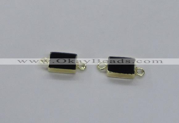 NGC715 10*14mm rectangle black agate connectors wholesale