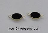 NGC717 13*18mm oval black agate gemstone connectors wholesale