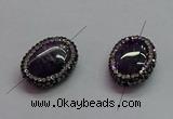 NGC7526 15*20mm - 16*22mm oval amethyst connectors wholesale