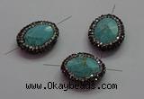 NGC7533 18*22mm - 20*25mm faceted oval turquoise connectors