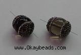 NGC7556 15*20mm egg-shaped smoky quartz connectors wholesale