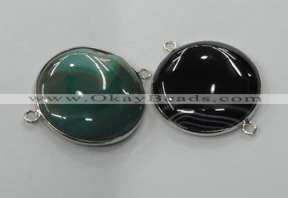 NGC79 30mm flat round agate gemstone connectors wholesale