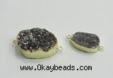 NGC868 15*25mm - 20*30mm freeform plated druzy agate connectors