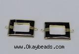 NGC872 30*40mm rectangle black agate gemstone connectors wholesale