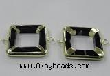 NGC885 35*35mm square black agate connectors wholesale