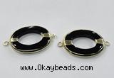 NGC888 30*40mm oval black agate connectors wholesale